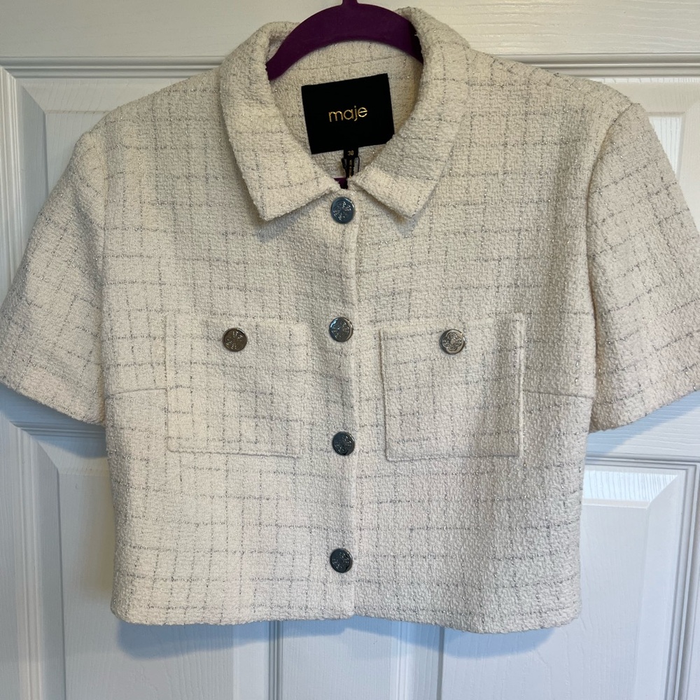 MAJE VILLONI CROP TWEED JACKET